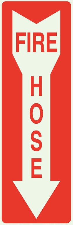 ZING Enterprises Eco Safety Sign, Fire Hose w/Arrow Material: Self-Adhesive:Facility