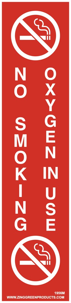 ZING Enterprises Eco Healthcare Sign, No Smoking Oxygen In Use Material: