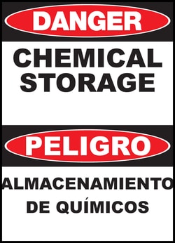 ZING Enterprises Eco Safety Sign Bilingual, DANGER, Chemical Storage Almacenamiento