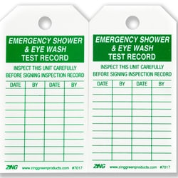 ZING Enterprises Eco Safety Tag, Emergency Eyewash and Shower Inspection Green/White | Buy Online | ZING&trade; Enterprises | Fisher Scientific