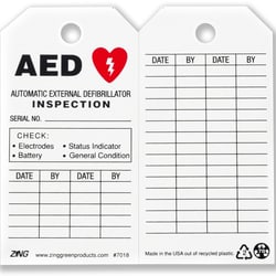 ZING™ Enterprises Eco Safety Tag, AED Inspection
