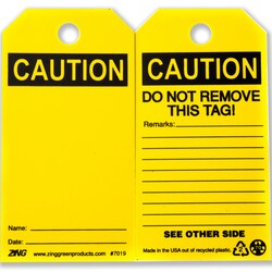 ZING™ Enterprises Eco Safety Tag, CAUTION, Blank