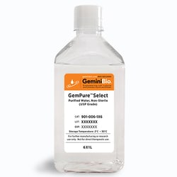 GemPure&trade; Select Purified Water, Non-Sterile (USP Grade), GeminiBio&trade;