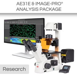 Motic™ Clinical (Fluorescence) Package: AE31E Trino Inverted Microscope w/ Moticam ProS5 Plus and Image-Pro Life Science Fluorescence (2D) Software