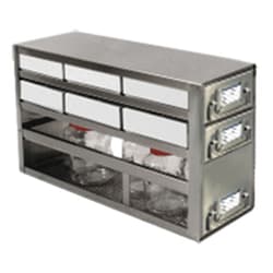Cole-Parmer Argos Technologies PolarSafe Upright Freezer Drawer Rack, 2 Drawers for 6 Boxes & 1 Drawer for Bottles