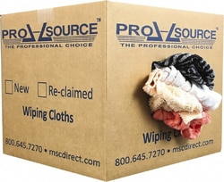MSC PRO-SOURCE PS-R030-C54-10 Reclaimed Rags Assorted Colors, Terry Cloth, Medium Lint, 10 Lbs. at 3 to 4 per Pound, Box