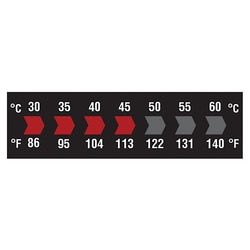 Cole-Parmer Reversible 7-Point Horizontal Temperature Label Black/Red, 30-60C/86-140F; 10/Pk