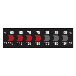 Cole-Parmer Reversible 7-Point Horizontal Temperature Label Black/Red, 60-90C/140-194F; 10/Pk