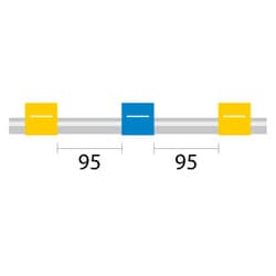 Glass Expansion Contour Flared End PVC Pump Tube 3tag, 95mm spacing, 1.52mm ID, Yellow/Blue (PKT 6)