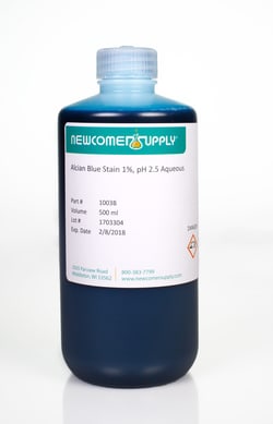 Newcomer Supply Alcian Blue Stain 1%, pH 2.5 Aqueous, 250 ml, Quantity: