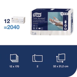Tork Xpress Compressed Soft Multifold Hand Towels H2 White | Buy Online | Tork | Fisher Scientific