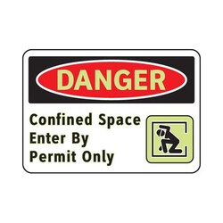 Brady Self Sticking 3-in-1 Sign: CONFINED SPACE ENTER BY PERMIT ONLY CONFINED SPACE ENTER BY PERMIT ONLY, Pictogram B | Buy Online | Brady&trade; | Fisher Scientific