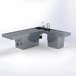 Mopec Pedestal Autopsy Table, L-Shaped:Autopsy Supplies:Autopsy Tables