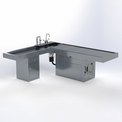 Mopec Pedestal Autopsy Table, L-Shaped:Autopsy Supplies:Autopsy Tables
