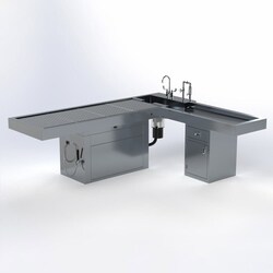 Mopec Pedestal Autopsy Table, L-Shaped:Autopsy Supplies:Autopsy Tables