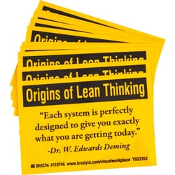 Brady™ Motivational and Improvement Labels: EACH SYSTEM IS PERFECTLY DESIGNED TO GIVE YOU EXACTLY WHAT YOU ARE GETTING TODAY -DR. W. EDWARDS DEMING