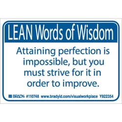 Brady™ Motivational and Improvement Signs: ATTAINING PERFECTION IS IMPOSSIBLE, BUT YOU MUST STRIVE FOR IT IN ORDER TO IMPROVE.