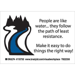 Brady™ Motivational and Improvement Signs: PEOPLE ARE LIKE WATER.. THEY FOLLOW THE PATH OF LEAST RESISTANCE. MAKE IT EASY TO DO THINGS THE RIGHT WAY!
