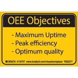 Brady™ Motivational and Improvement Labels: MAXIMUM UPTIME - PEAK EFFICIENCY - OPTIMUM QUALITY