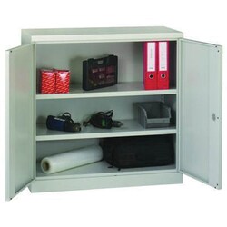 Key Industrial Equipment Cupboard for general use with two shelves, grey,