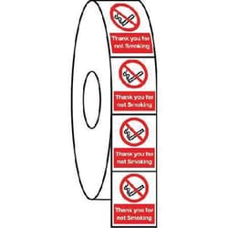 Manutan Roll of 500 thanks for not smoking labels. 50 x, Quantity: Pack
