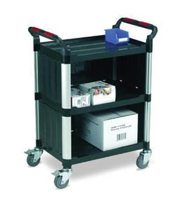 Manutan Three shelf plastic trolley closed sides lxw750x460mm, Quantity: