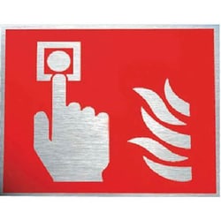 Manutan Aluminium fire alarm symbol sign. 100 x 100mm., Quantity: Each
