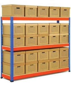 Manutan 35 box single depth bay, blue/orange, Quantity: Pack of 1