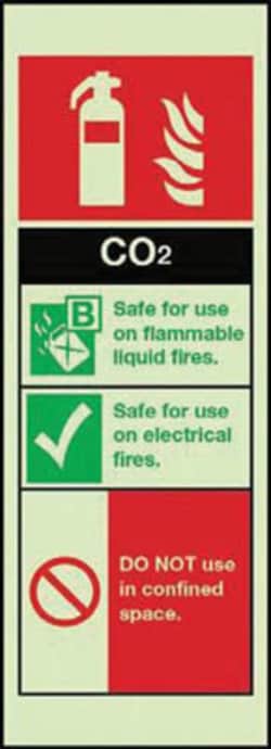 Manutan Photo lumines co2 fire extinguisher sign. 75 x, Quantity: Pack