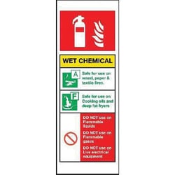Manutan Wet chemical extinguisher sign. 75 x 210mm. Sa, Quantity: Pack