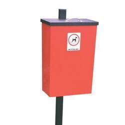 Manutan Metal dog waste bin - red capacity 60litres, Quantity: Each