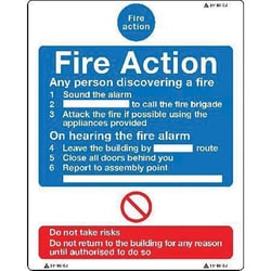 Manutan Fire action. Any person. 200 x 250mm. Rigid plasti, Quantity: Pack