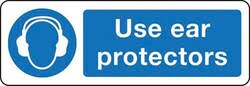 Manutan Use ear protectors sign. 300 x 100mm. Sa vinyl, Quantity: Pack
