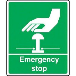 Manutan Green emergency stop sign. 150 x 200mm. Rigidplastic, Quantity: