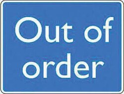 Manutan Out of order sign. 200 x 150mm. Sa vinyl, Quantity: Pack of 1