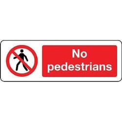 Manutan No pedestrians sign 600 x 200mm. Rigid plastic, Quantity: Pack