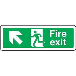 Manutan Fire exit up left sign. 300 x 100mm. Stoved alumin, Quantity: Pack