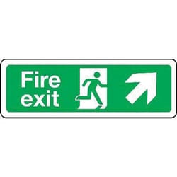 Manutan Fire exit up right sign. 300 x 100mm. Rigid plasti, Quantity: Each