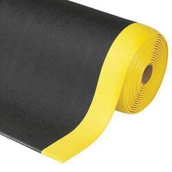 Manutan Black/yellow soft tred mat. Roll wxl 910mm x 18.3m, Quantity: Each