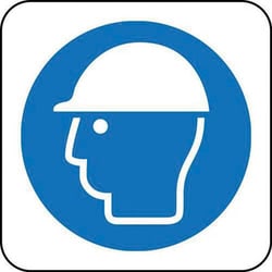 Manutan Mandatory safety helmet symbol sign. 400 x 400mm., Quantity: Each