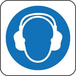 Manutan Mandatory ear protection symbol sign. 100 x 100mm., Quantity: Pack