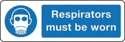 Manutan Respirators must be worn sign. 300 x 100mm. Sa, Quantity: Each