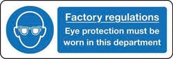 Manutan Factory regulations eye protection sign. 300 x, Quantity: Pack