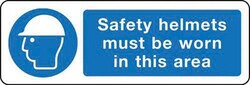 Manutan Safety helmets must be worn sign. 600 x 200mm., Quantity: Each