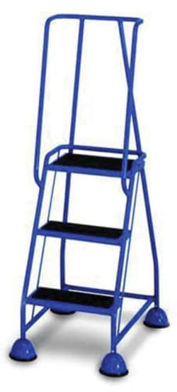 Manutan Anti-slip mobile steps, blue, three step, with handle | Buy Online | Manutan | Fisher Scientific