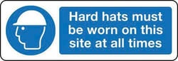 Manutan Hard hats must be worn on this sign. 300 x 100mm., Quantity: Pack