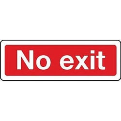 Manutan No exit worded sign. 300 x 100mm. Stoved aluminium, Quantity: Pack