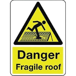 Manutan Danger fragile roof sign. 400 x 600mm. Rigid, Quantity: Each