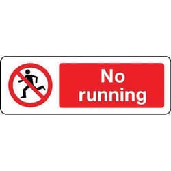 Manutan No running sign. 400 x 600mm. Rigid plastic, Quantity: Pack of