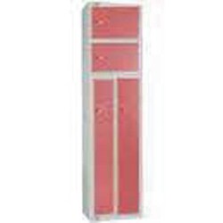 Manutan 2 person locker. Lt grey/red. Hxwxd: 1800x450x450m, Quantity: Pack